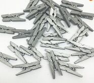 200 stuks 25mm mini houten knijpers wasknijpers clips bruiloftsversieringen scrapbooking ,14 kleuren: Zilver