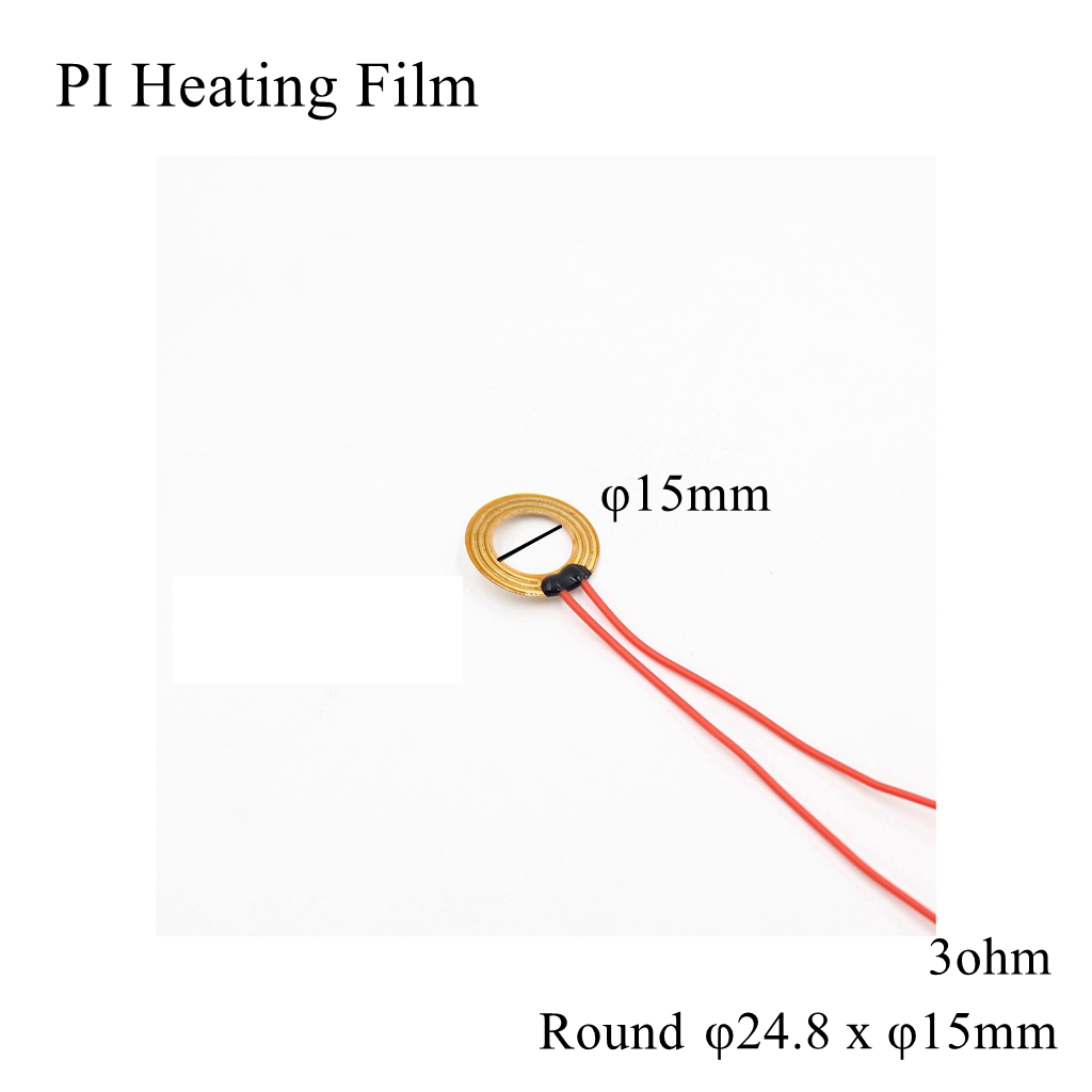 Film chauffant électrique rond, 25mm 5V 12V 24V 110V 220V PI, Film adhésif Polyimide, plaque chauffante électrique, tapis de panneau, feuille de carburant, huile moteur réservoir: Round 24.8 x 15