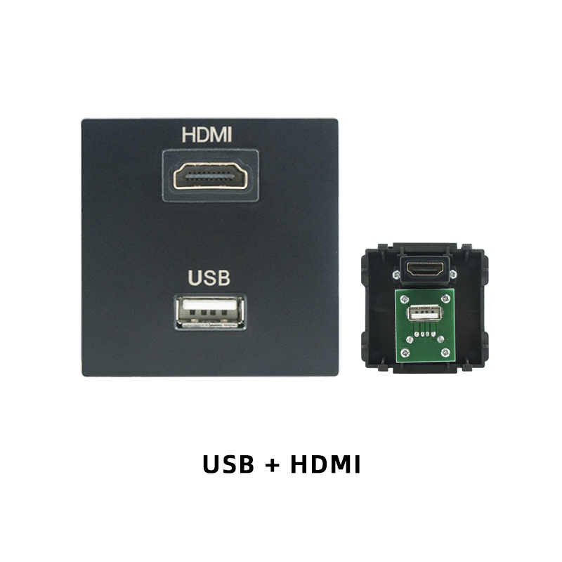 Prise de courant murale Usb, UK US, panneau plastique noir, Module de bricolage, fonction clé, combinaison libre prises électriques prise electrique prise murale prise usb encastrable douille legrand prise murale usb: HDMI USB