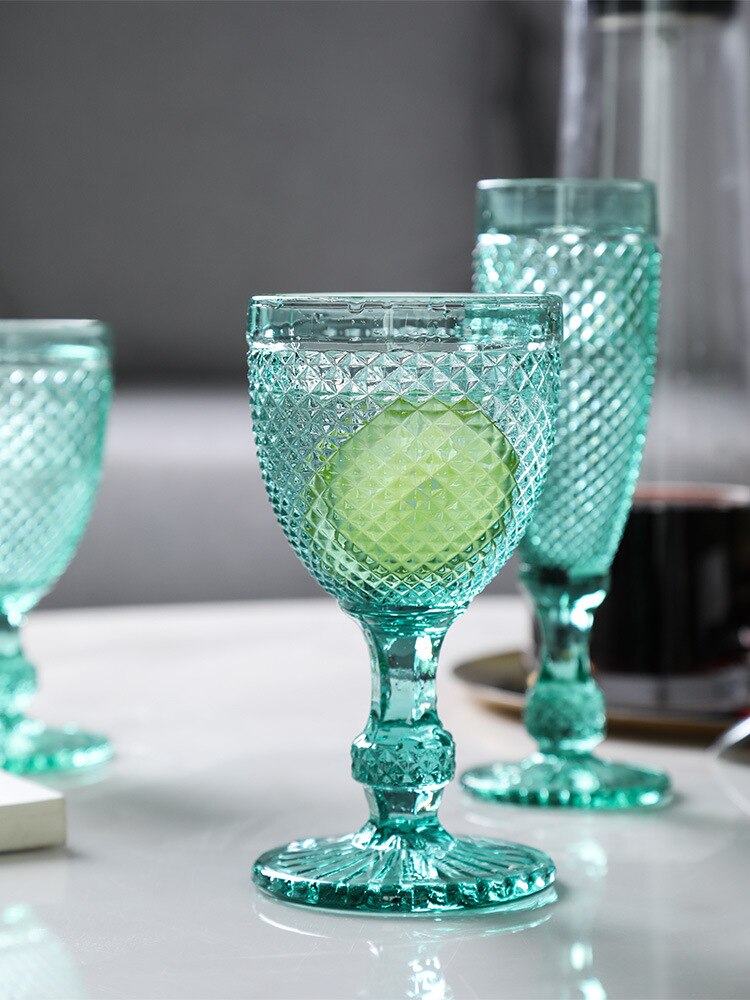 Copa de vino tinto en relieve de estilo europeo, copa de Color, decoración de boda, copa de vino, vaso de agua para el hogar