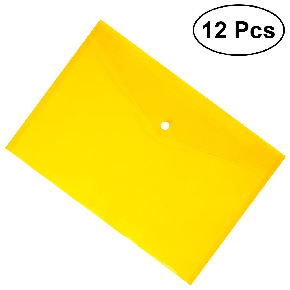 12 Pcs Envelope File Document Folder Clear Document Envelope Organizer with Snap Button(Blue): Yellow