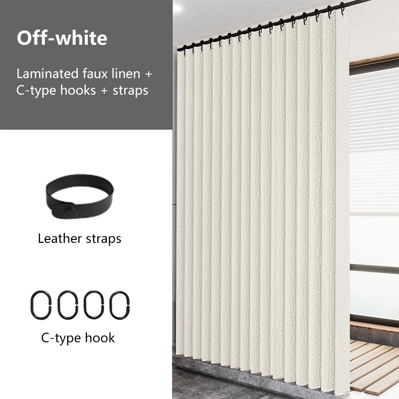 Cortina de chuveiro opaca de imitação de linho laminado, anel grande multicolorido, à prova d'água, forte e grosso, adequada para uso em banheiro: 180*230 cm / Branco
