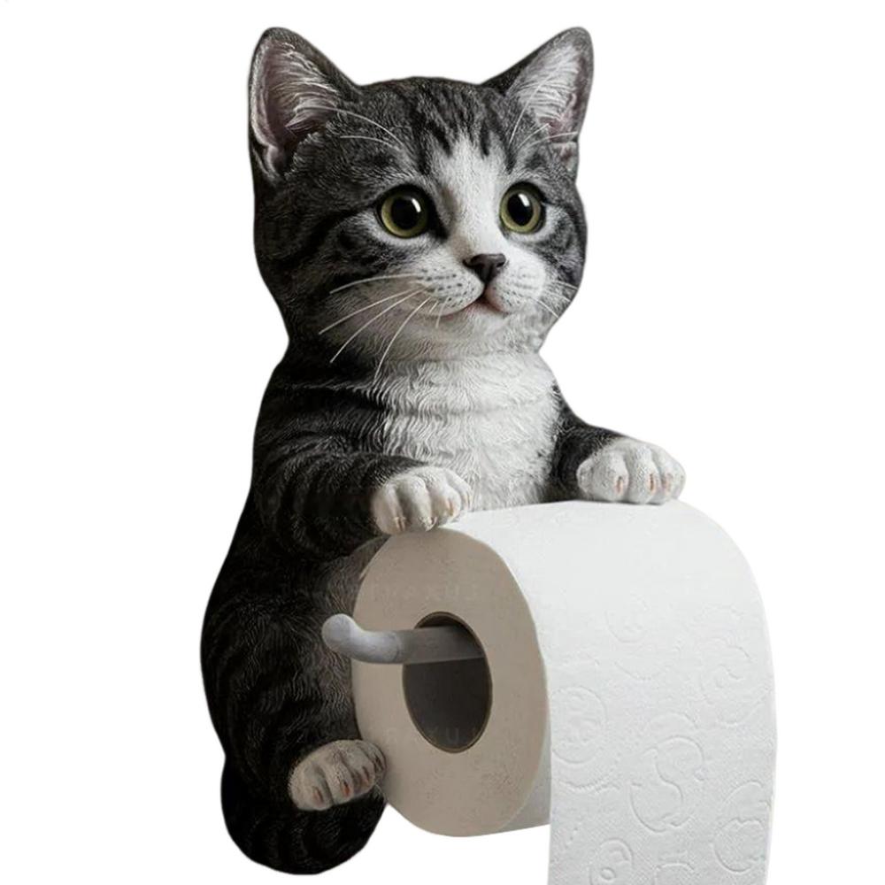 Toiletpapirholder til katte harpiks vægmonteret badeværelse toiletpapirholder køkkenrulleholder sød dispenser værelsesindretning: Gul