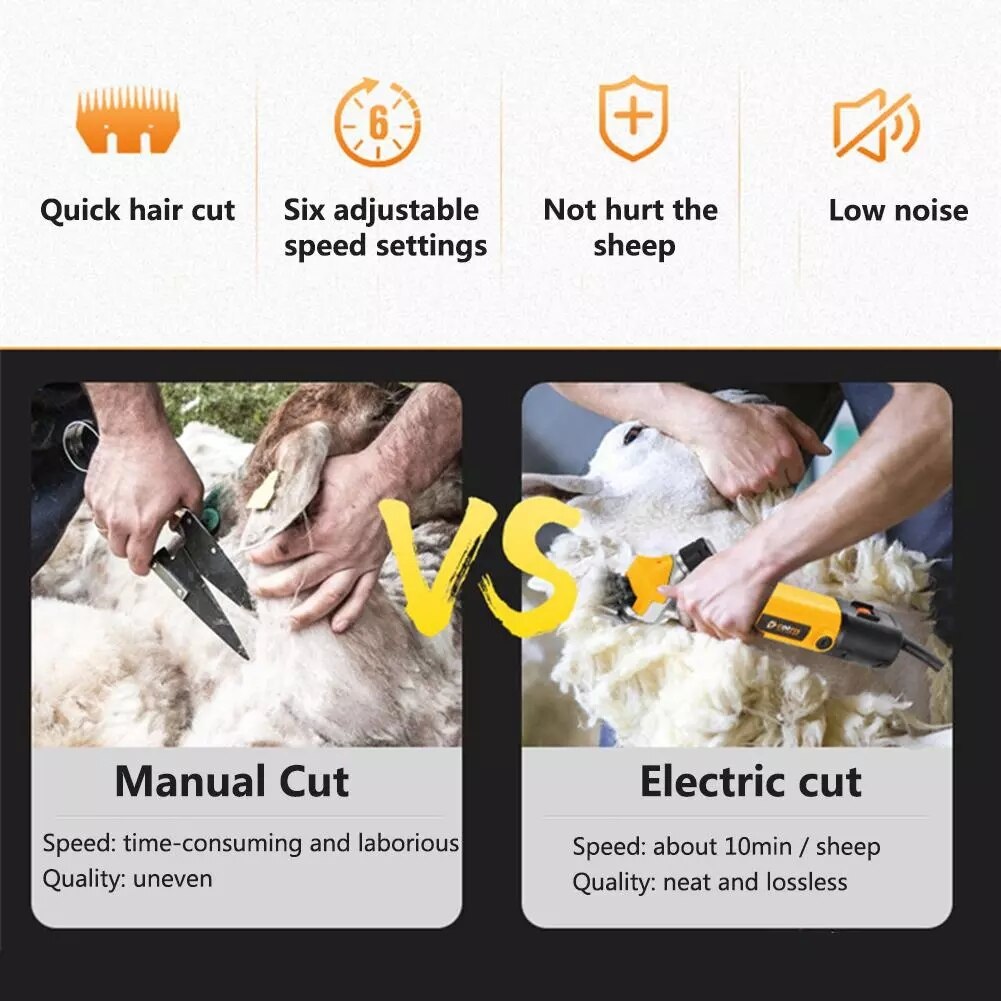 13 Teeth 6 Gears 1000W Electric Sheep Shearing Cutter Scissor Goat Wool Shaving Adjustment Push Trimmer Tool Cutter Machine