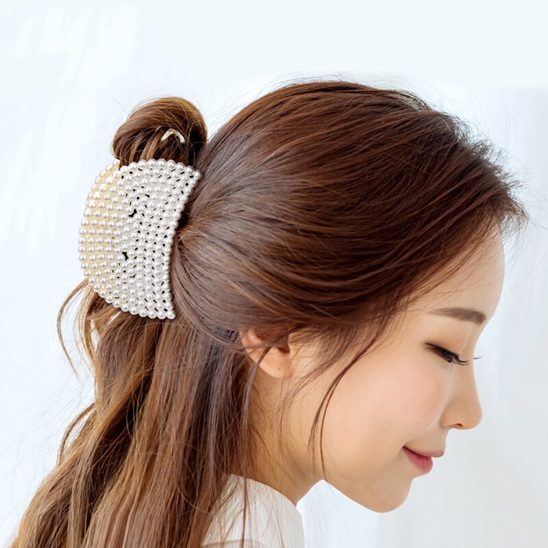M MISM-épingle à cheveux coréenne pour maman | Grande griffe de cheveux, géométrique adorable, épingle à cheveux crabe perles élégantes dames, accessoires pour cheveux