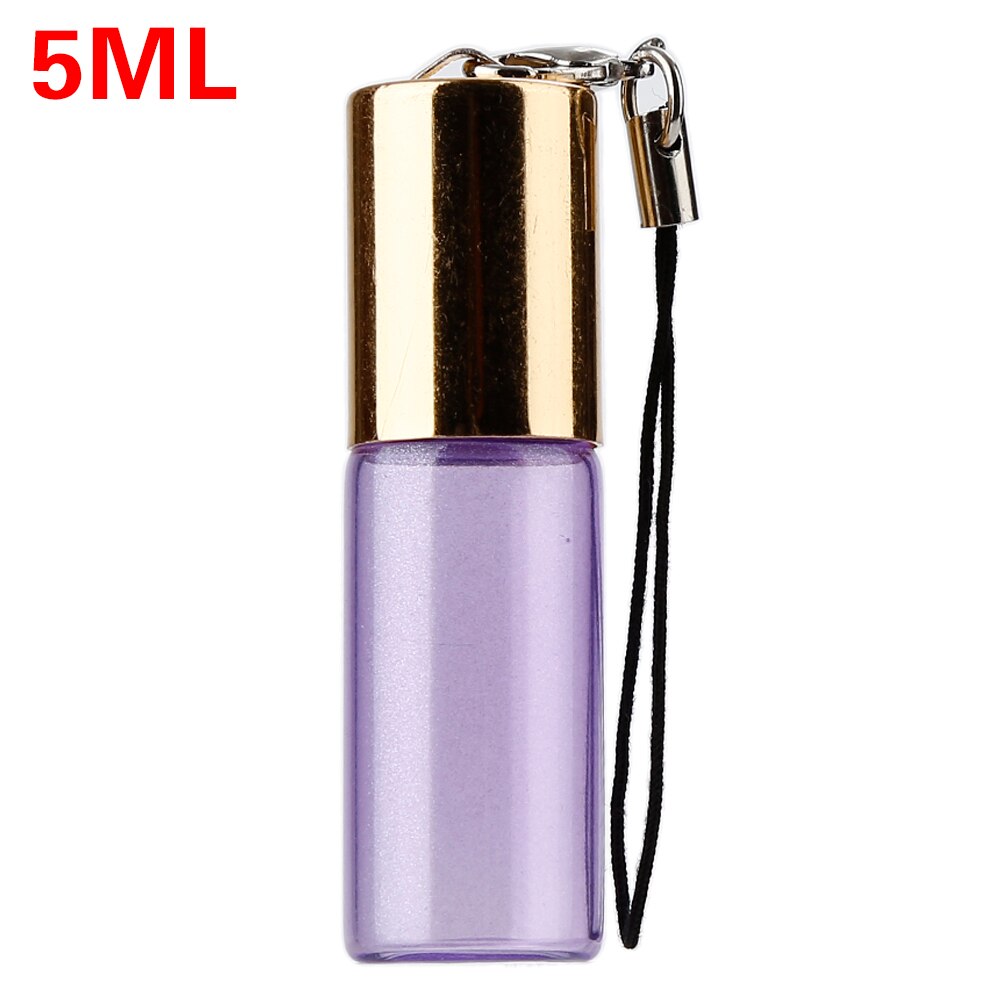 Mini bote de viaje portátil de 5ml botella de muestra de vidrio rellenable vacío enrollable con colgante para Perfume líquido de aceite esencial