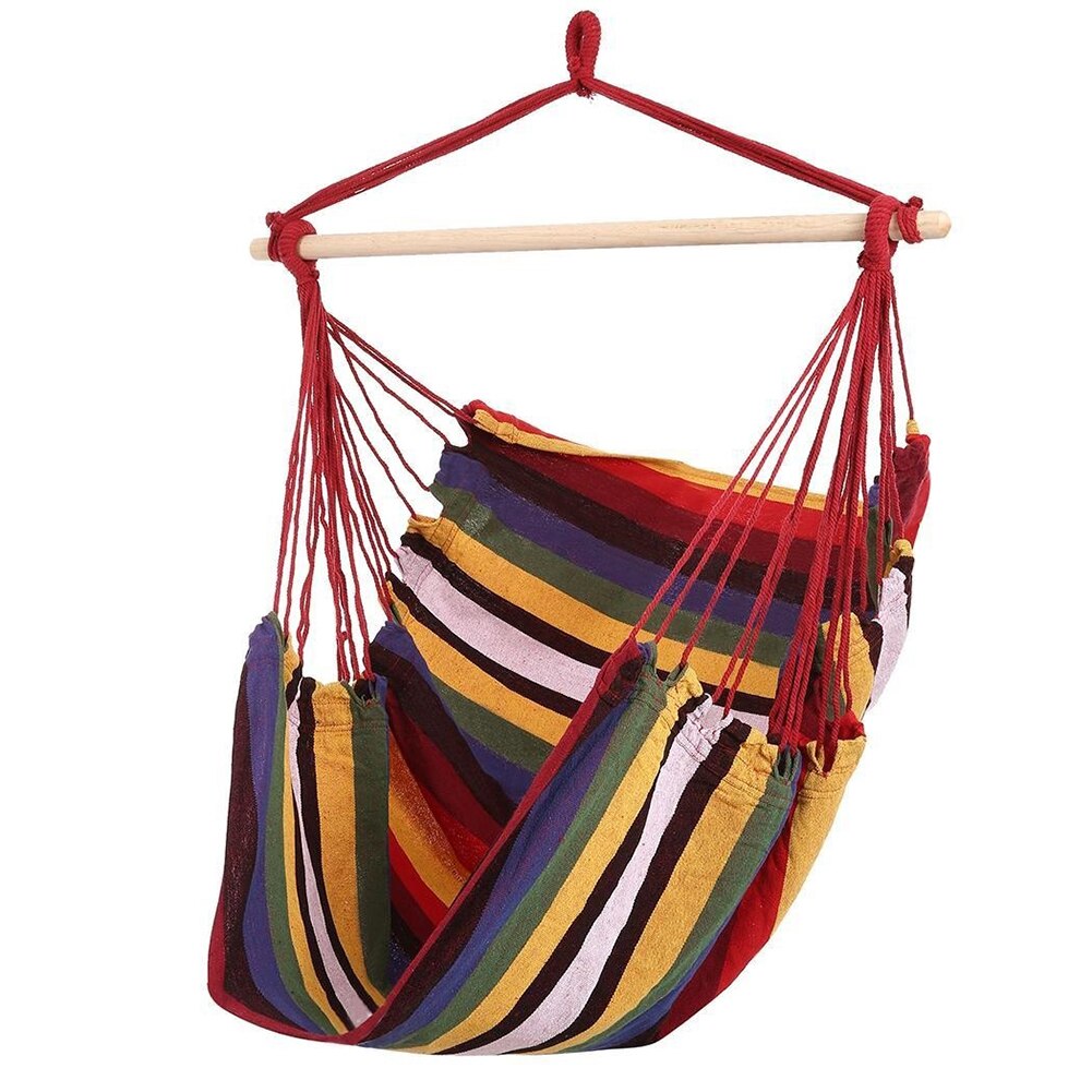 Draagbare Opknoping Bed Sport Indoor Stoel Swing Streep Leisure Canvas Hangmat Bed Praktische Camping Slapen Swing Opknoping Bed: Rainbow