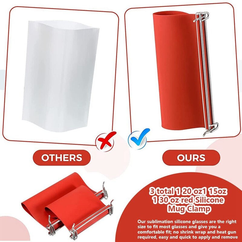 Silicone Mug Clamp 3D Sublimation Silicone Tumbler Wrap Heat Press Silicone Mug Clamp Fixture For DIY Mugs Printing