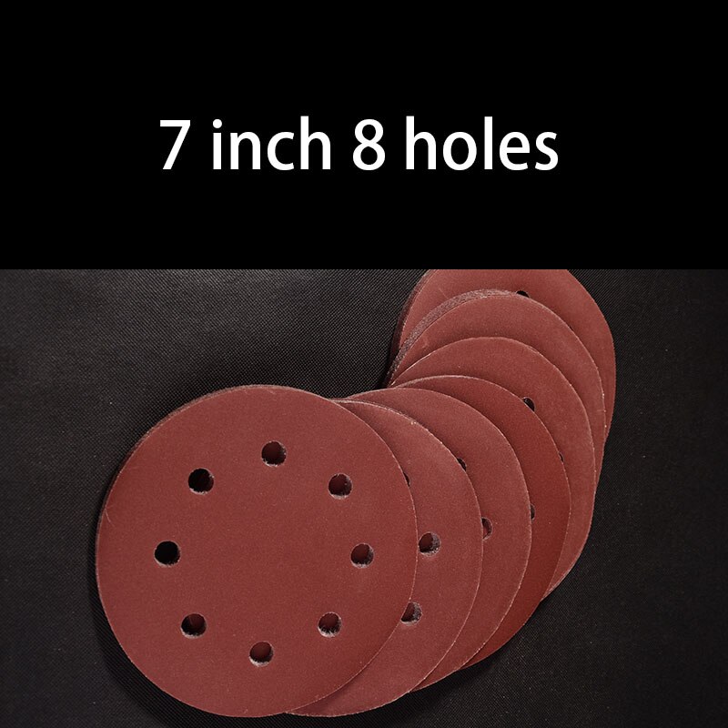 10pcs 7 Inch 8 Holes 180mm Red Round Shape Sanding Discs Hook Loop Paper Buffing Sheet Sandpaper Sander Polishing Pad Tools