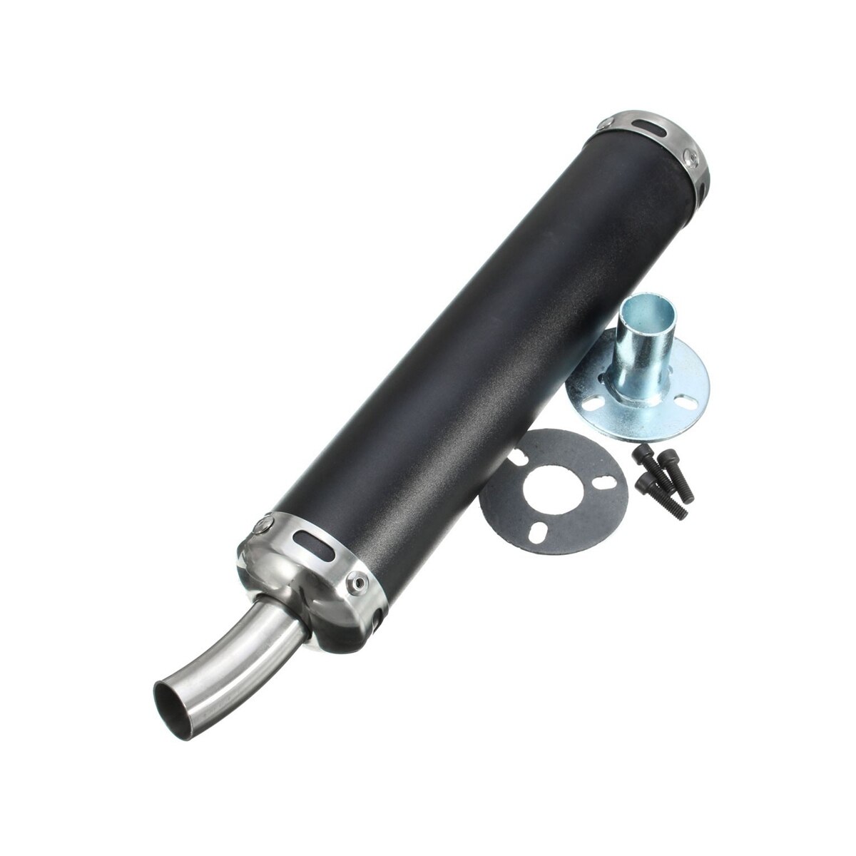 Universal Motorcycle Exhaust Pipe Muffler Cafe Racer Exhaust Muffler Pipe with Sliding Bracket Matte Black Silver Exhaust System: black