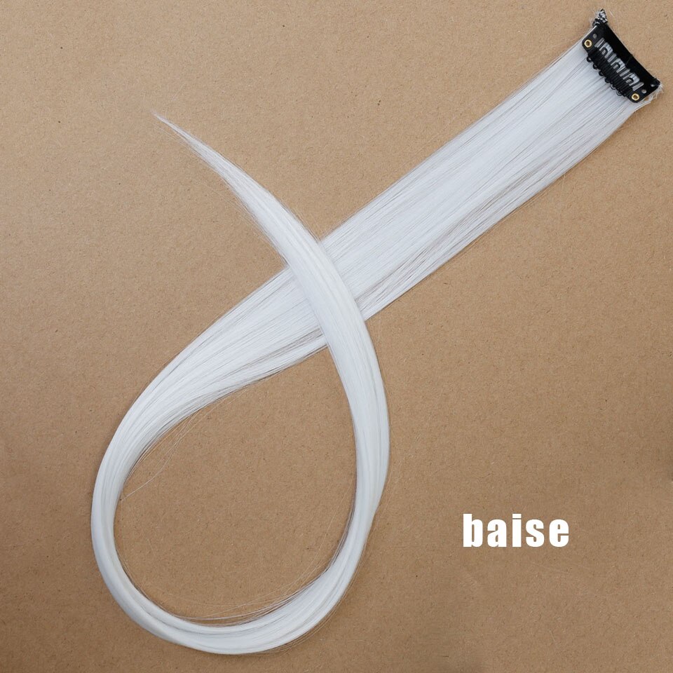 Wszystkie długie proste włosy spinka robić przedłużania włosów w podświetleniu tęczowe włosy smuga różbyć winnym syntetyczne pasma włosów na klipsach: #1