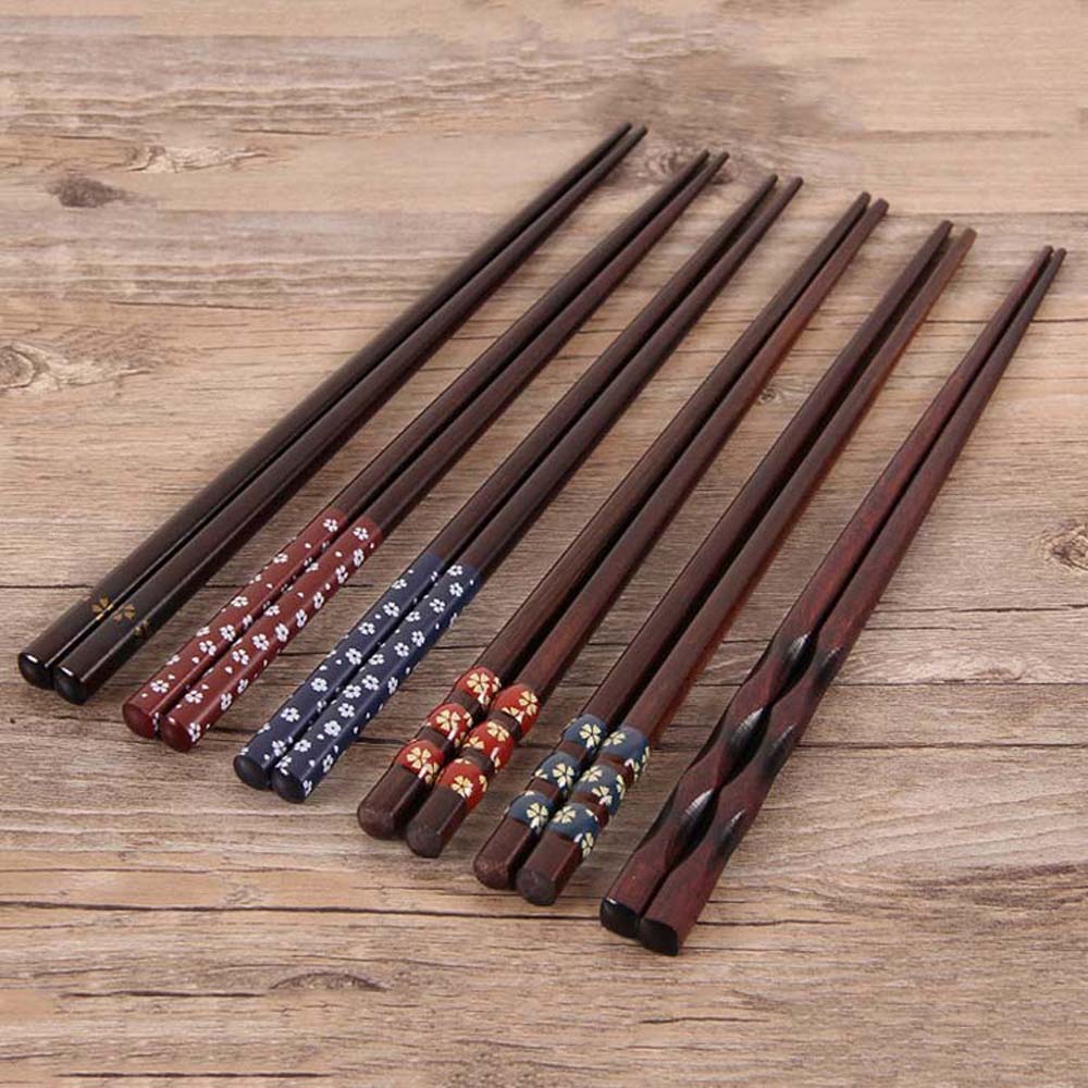 1 Pair Japanese Style Natural Wooden Chopsticks For Pattern Chopsticks Kitchen Tool Restaurant Reusable