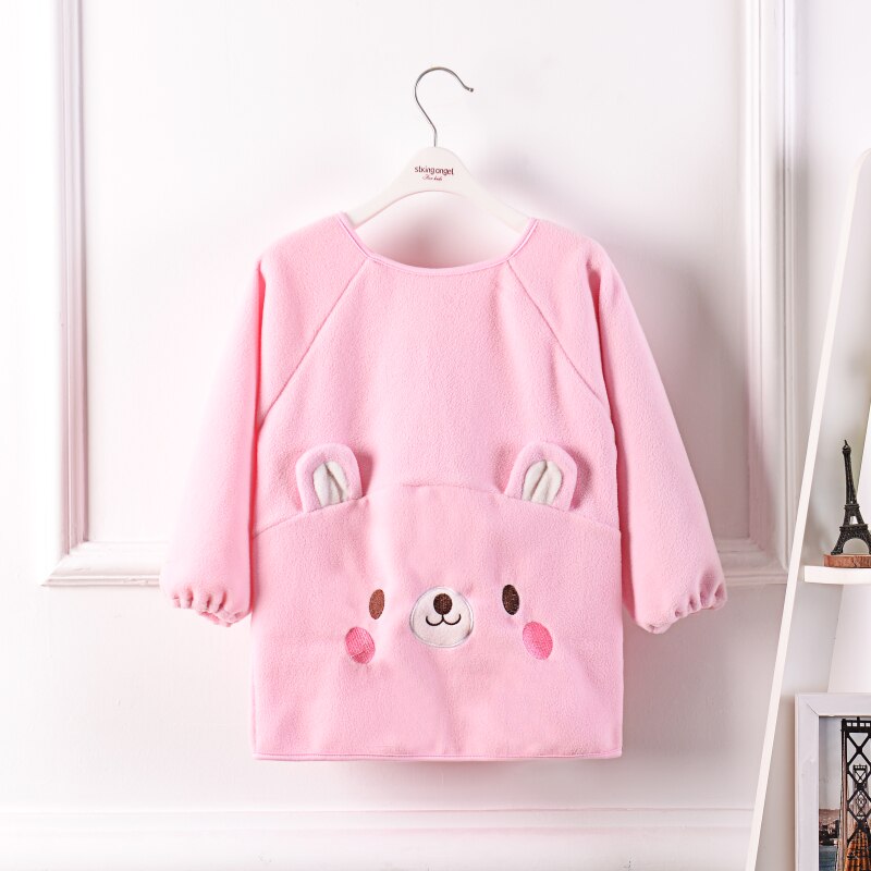 Baby Bandana Slabbetjes Baby Warm Fleece Anti-Dressing Slabbetjes Lange Mouwen Slabbetjes Kids Burp Doek Voeden Bib Met Pocket kind Schort Kiel: F / 80CM(60-80CM)