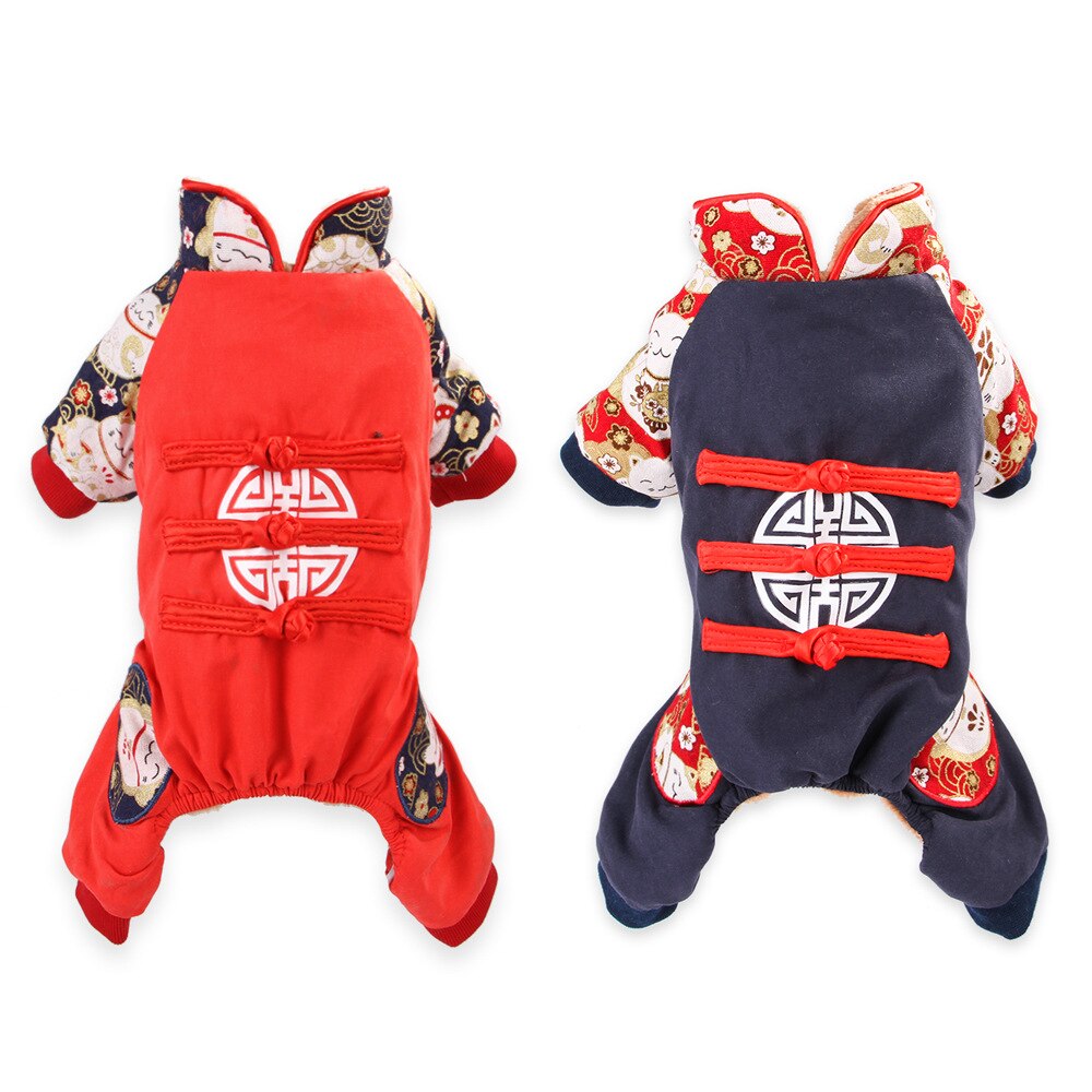 Pet Dog Clothes Year Dog Clothing Tang Suit Puppy Costume Apparel Jumpsuit Small Dog Outfit Coat Poodle Pug Corgi Coat