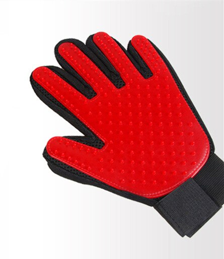 Kat Grooming Handschoen Voor Katten Hond Haar Deshedding Borstel Kam Handschoen Voor Hond Vinger Reiniging Massage Handschoen Borstel voor Animal: Red Left