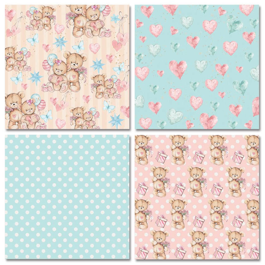 12/24 sheet Cute Cat background paper pad Puppy Bear Origami Papers for Card Making album Scrapbook craft supply