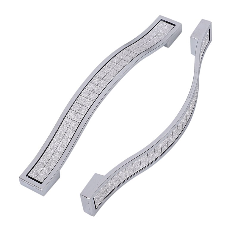 2 sæt krystal møbler håndtag bar greb håndtag køkkenskab skuffe dørhåndtag sølv 128mm,6 stk & 10 stk