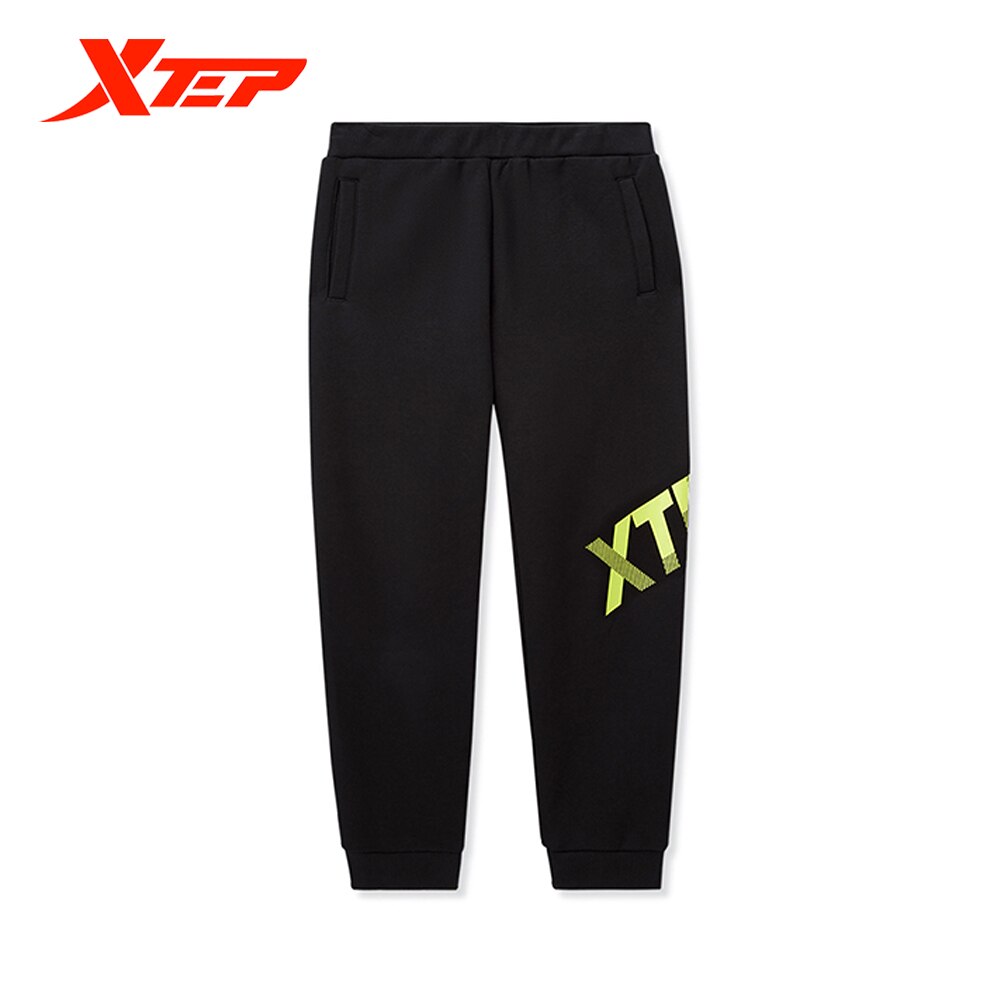 Spodnie dziecięce Xtep 2020 jesienne i zimowe spodnie chłopięce plus kaszmir ciepły tendencja zwykły spodnie sportowe 680426639028: zielony / 165cm