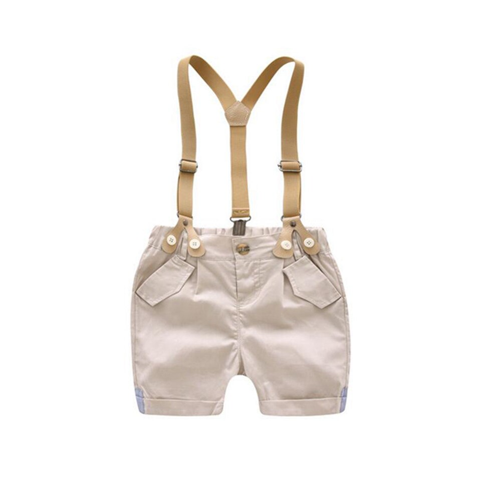 Baby Kleding Set Baby Bruiloft Gentleman Outfit Jongens Verjaardagsfeestje Jarretel Boog Party Suits Korte Mouw Tops + Shorts 2 stuks