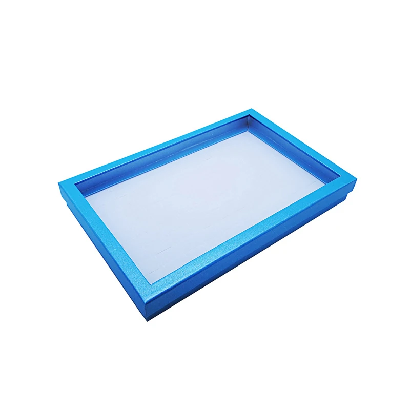 12 -100Slot Velvet Sponge Ring Display Box Cardboard Jewelry Storage Case Holder Showcase Ring Cufflink Jewelry Tray: Blue