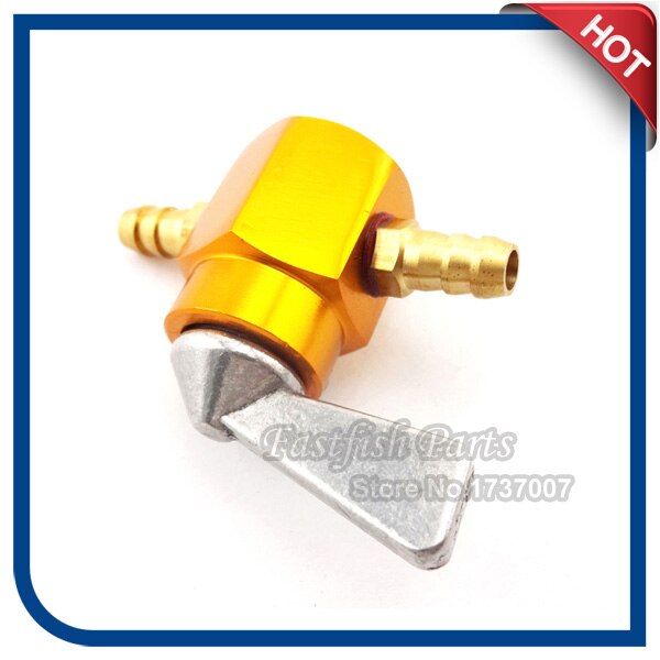 Gold 6mm Gas Petrol High-quanlity CNC Fuel Tap 1/4" Inline Petcock Valve For Motorcycle ATV Quad