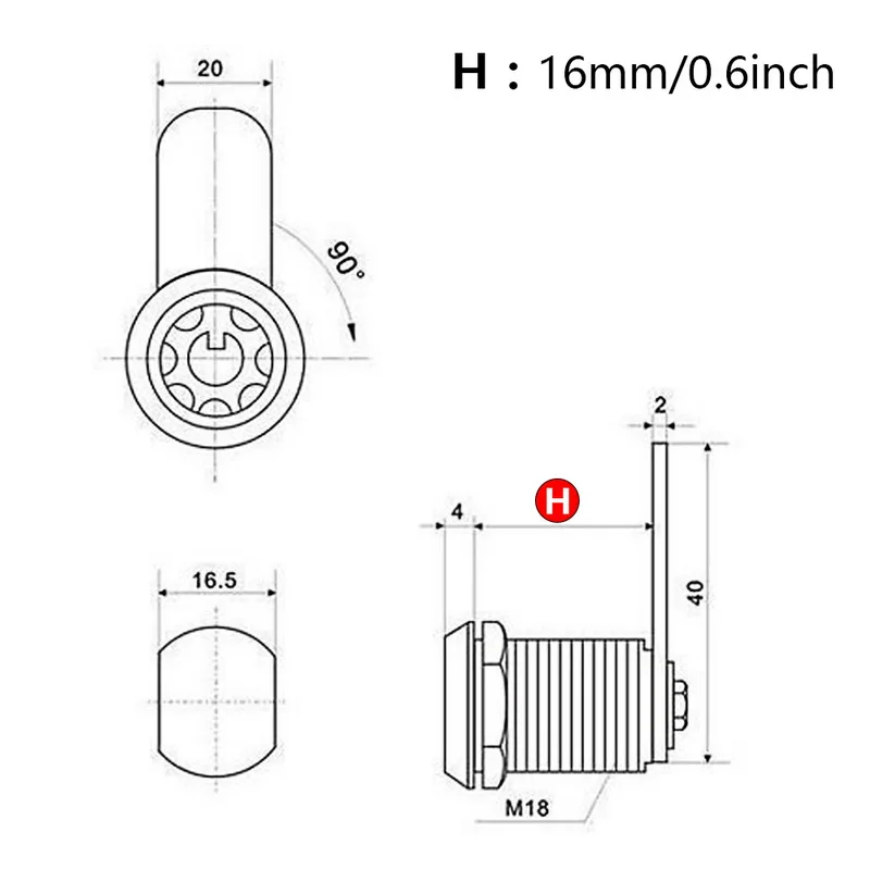 1set 16/20/25/30mm Zinc Alloy Lock Universal Size Key Vending Machine Cylinder Lock Tubular Key Industrial Cabinet Anti-pry: Bronze