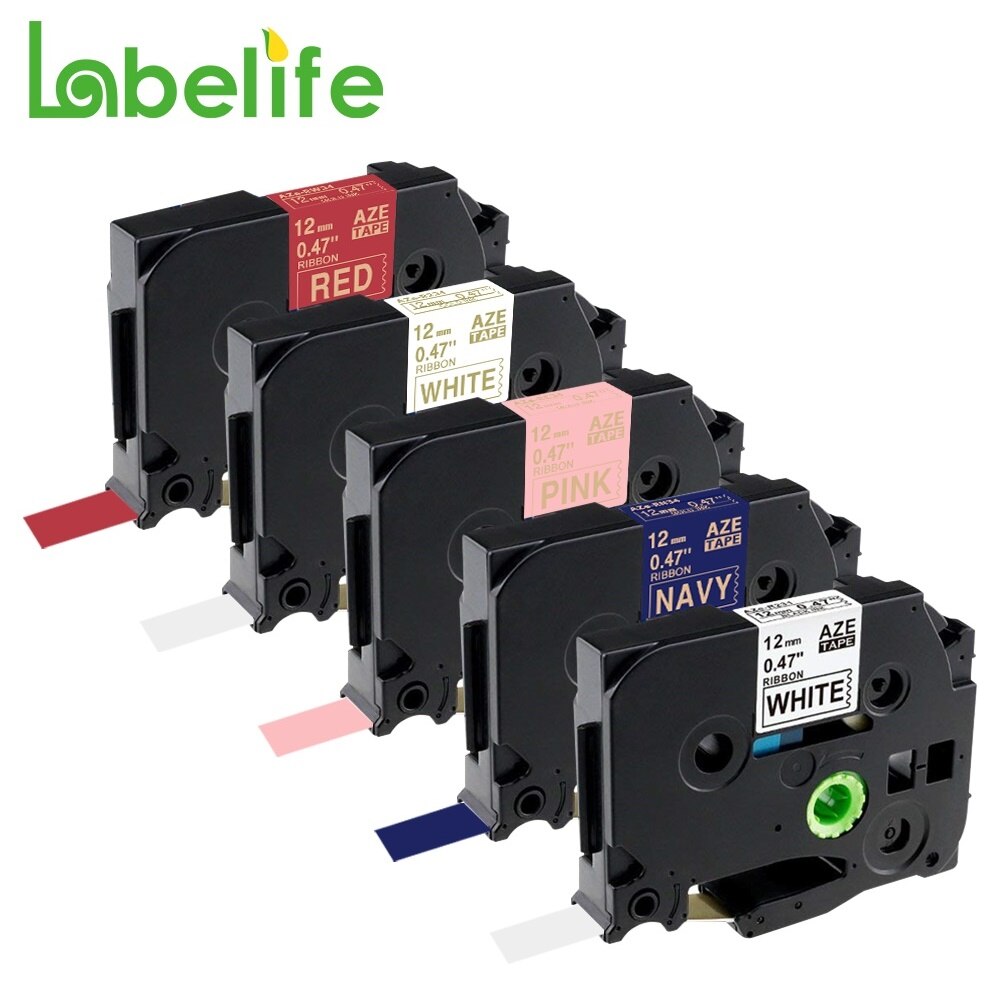 Cinta de satén Compatible con Brother, 12mm, PTD200, PTD450, PTH110, PTH, 710BT, TZe-R231, TZe-RN34, TZe-R234, 5 TZe-RE31