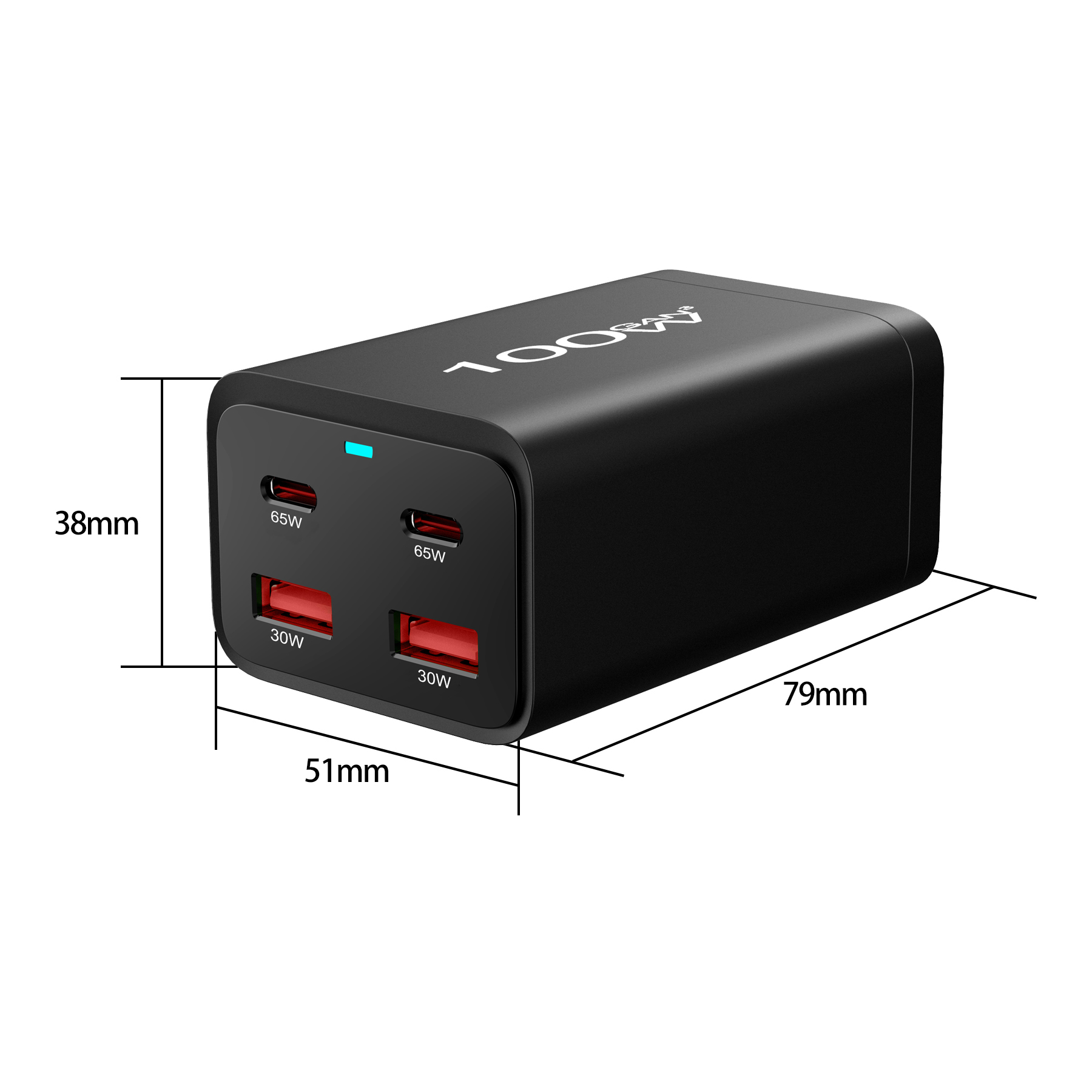 100W 4 Poorten Gan Snellader 4.0 3.0 Type C Pd Usb Oplader Draagbare Qc4.0 3.0 Snelle Oplader Voor Laptop Iphone15 14 13