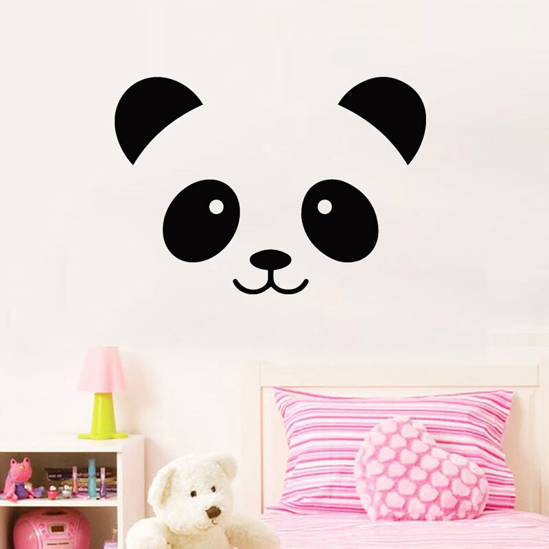 Cartoon Panda smiley gezicht Muursticker voor kinderkamer slaapkamer decoratie Decals behang mooie huis stickers Muurschildering
