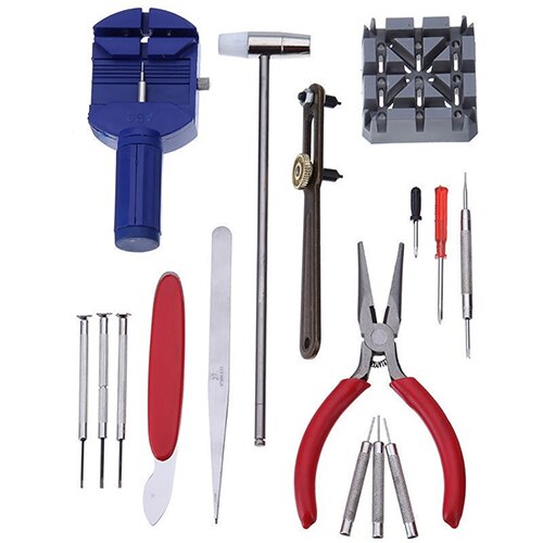 16 Stuks Horloge Reparatie Kit Set Wrist Strap Pas Pin Tool Kit Terug Remover Horloge Gereedschap Horloge Opener Lente Bar reparatie Hendel Scr