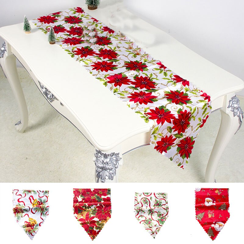 Fest tilbehør letvægts duge bord flag juledekoration 180*34cm polyester juletryk bordløber