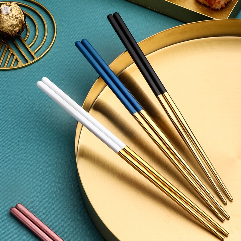 1Pair Japanese Korean Style Chinese Chopsticks Sushi Sticks Noodles Rolls Food Home Tableware Kitchen Tool Portable Reusable