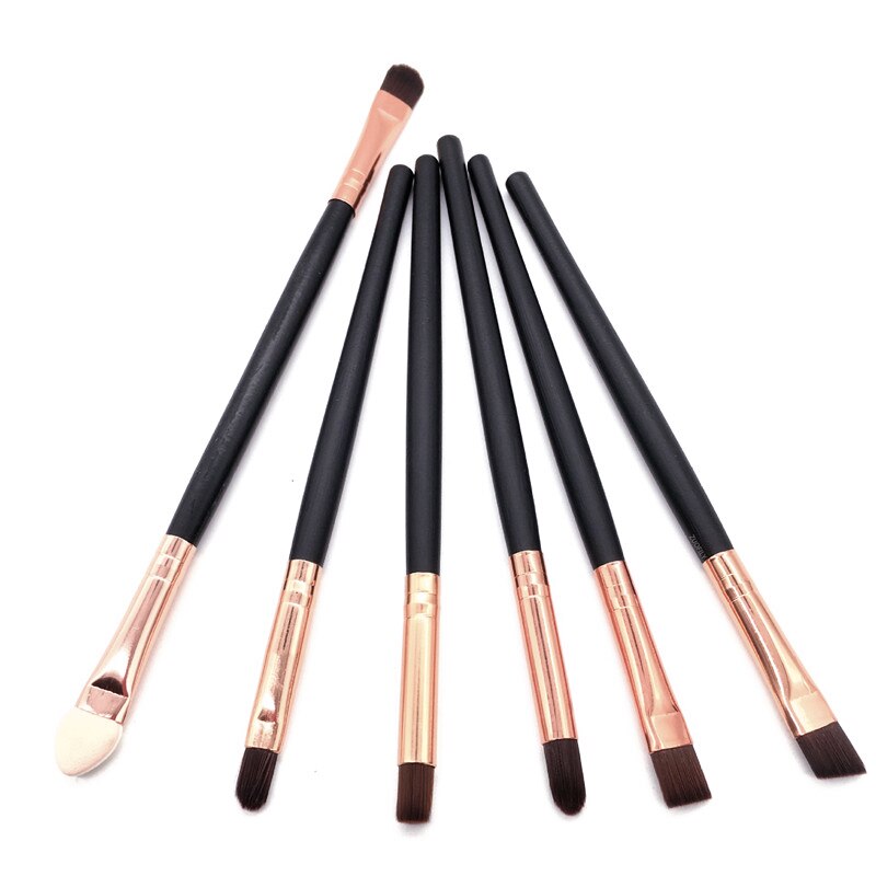 6 Stks/set Professionele Make-Up Kwasten Oogschaduw Eyeliner Brush Tool Zwart Gouden Make-Up Borstel Oog Borstel Beauty Tools Make-Up Kwasten