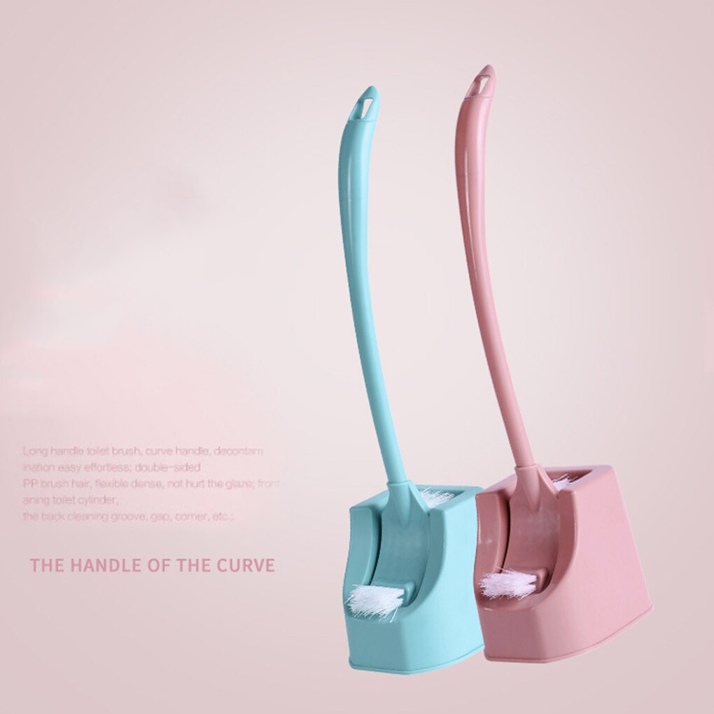 Strong Toilet Cleaning Brush Set Plastic Toilet Brush Scrubber Curved Clean Side Bending Handle Corner Brush Bathroom Cleaning