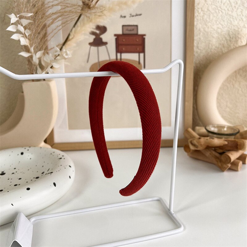 Diadema roja Vintage para mujer, banda de pelo de terciopelo de lana, diadema de esponja lateral ancha para niña, accesorios para el cabello para Navidad y Año: C7