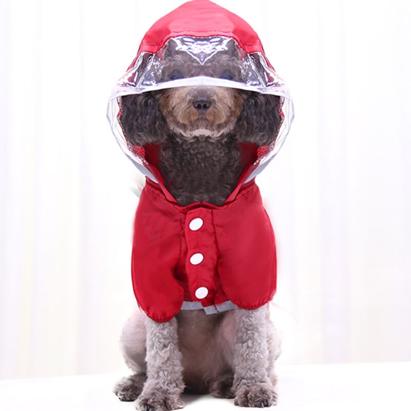 Borgogna Impermeabile Del canna Della Maglia Interno Riflettente di Sicurezza nel Buio Impermeabile con Cappuccio Impermeabile Cappotto di Pioggia Giacca per Grandi Cani husky L