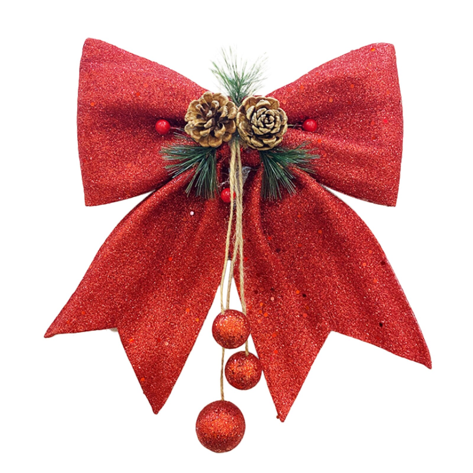 Albero di natale grande fiocco rosso nodo festa di capodanno decorazione di cerimonia nuziale decorazione 25*30cm ornamenti appesi scatola d'oro avvolgimento decorativo: Red
