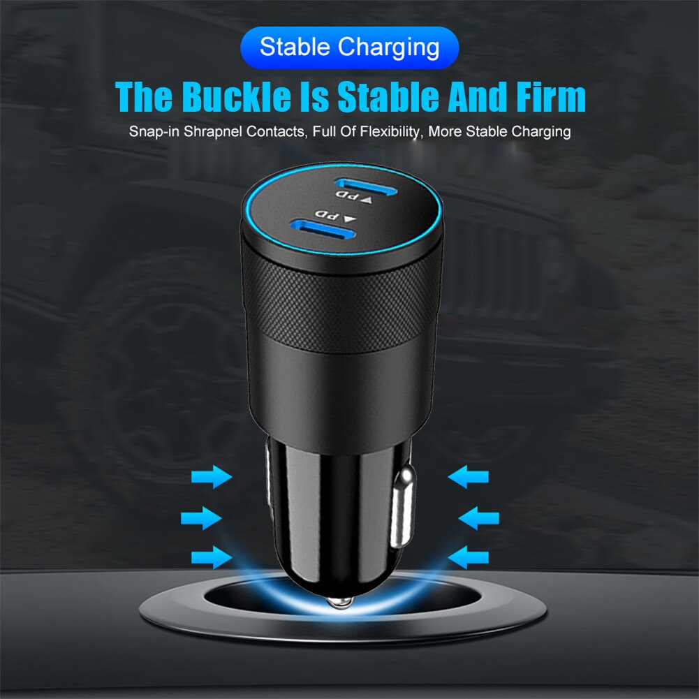 20w+20w- fach kfz-ladeadapter mit 40w  pd 2 -ports, intelligentem schutz und usb-typ-c-schnellladefunktion für iphone, samsung, huawei und xiaomi