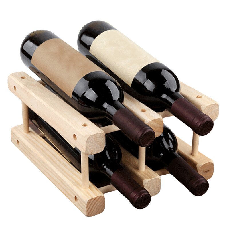 Estante de madera plegable para vino, soporte para gabinete de botellas, organizador de estante de madera, almacenamiento para vitrina Retro