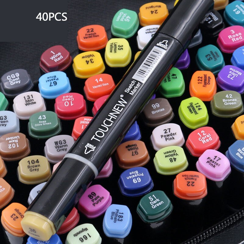 30/40/60/80 Anime Touchnew Marker Stift Kennzeichnung Stifte Farbe Marker Markieren Stift Bunte Malerei manga Kunst Liefert: 40 Schwarz Pole