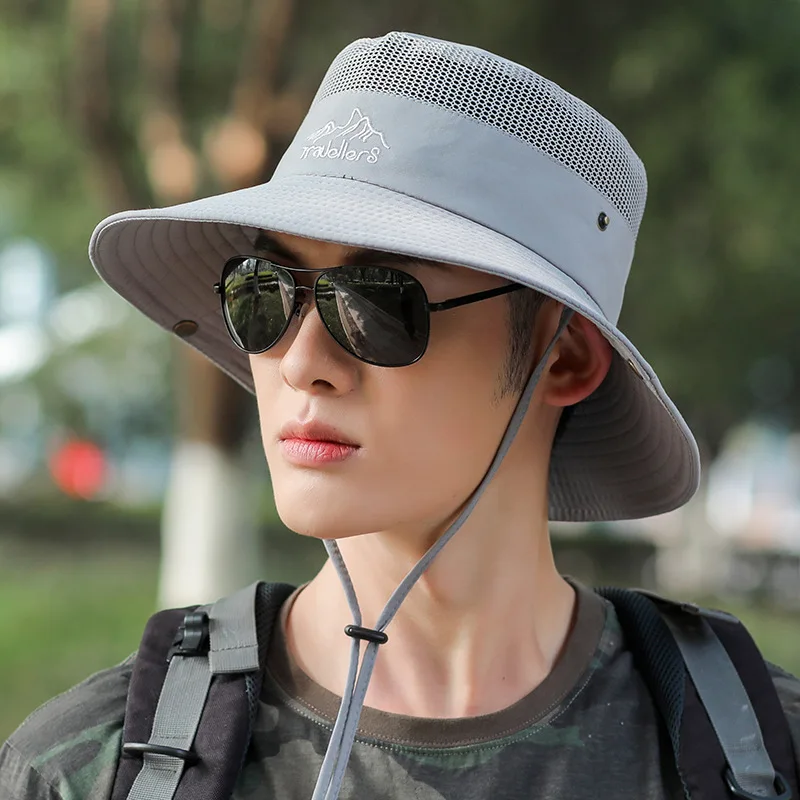 Chapeaux pour hommes et femmes Chapeau de pêche portable – Chapeau de soleil en maille respirante pour l'extérieur, la randonnée et la protection UV Léger pliable: Rouge