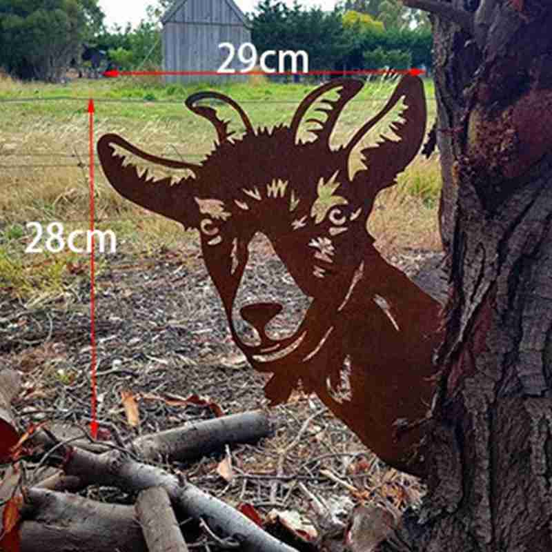 Garden Wrought Iron Decoration Metal Goat Pastoral Ornaments Animal Yard Art Statues Backyard Lawn Stakes Farm Grass Decor