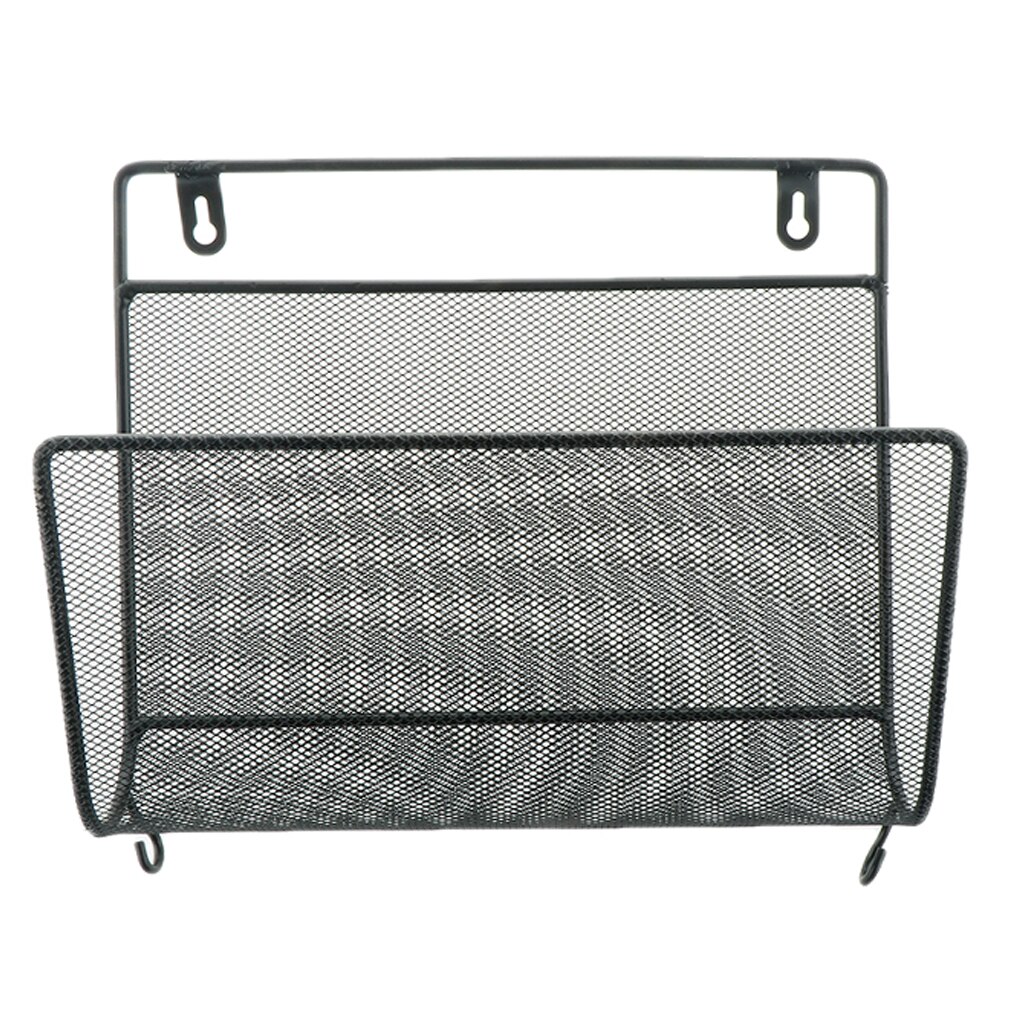 Wire Iron Magazine Holder Rack Home Wall Mounted Newspaper Organizer Booshelf Bookcase: Black
