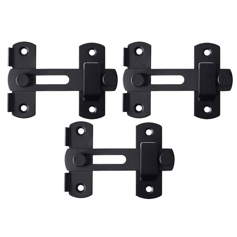 Set of 3,Black Flip Latch Gate Latches Stainless Steel Sliding Safety Door Bolt Latch Lock for Gate Cabinet: Default Title