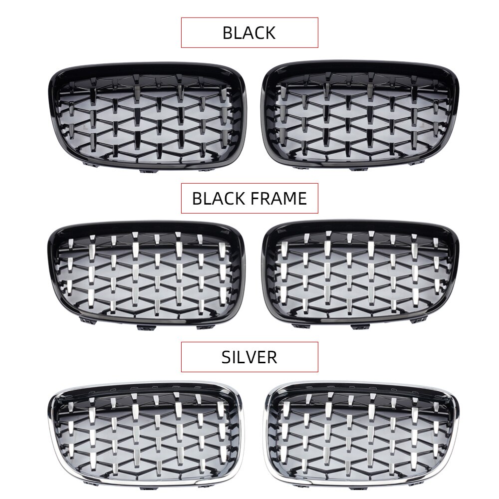 One Pair ABS Diamond Auto Front Bumper Grille Overlay Kidney Replacement Grilles For BMW 1 Series F20 116i 118i