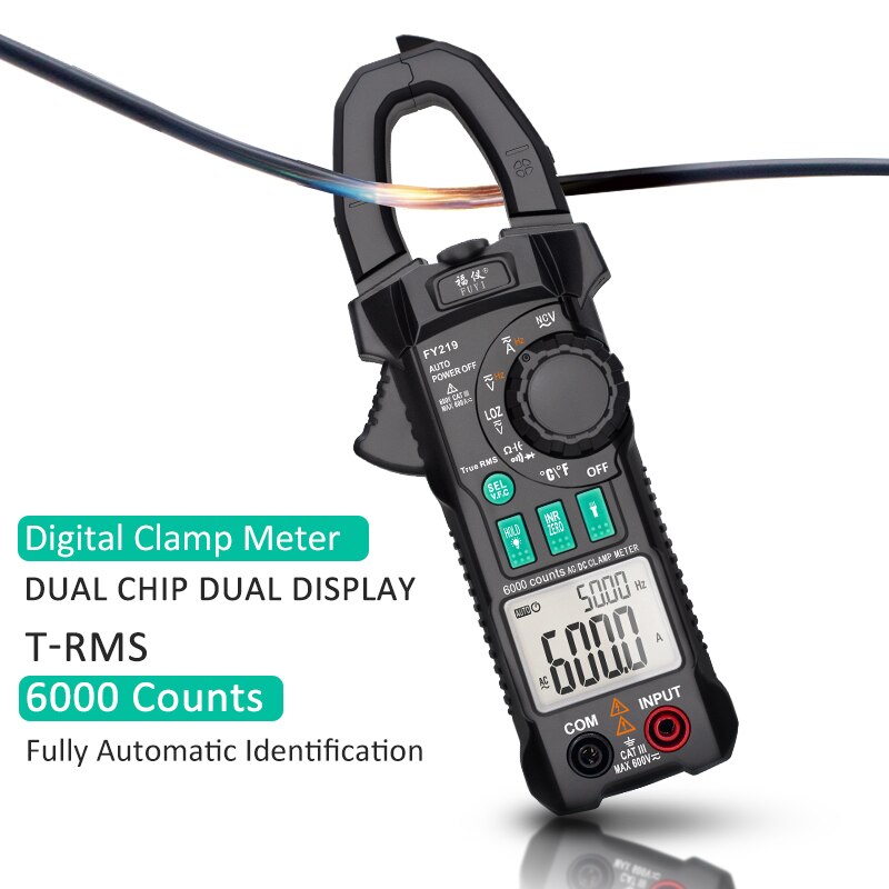 Digital Clamp Meter AC DC Current Clamp Meter Multi-function Double Display Clamp Meter Low Impedance Measurement