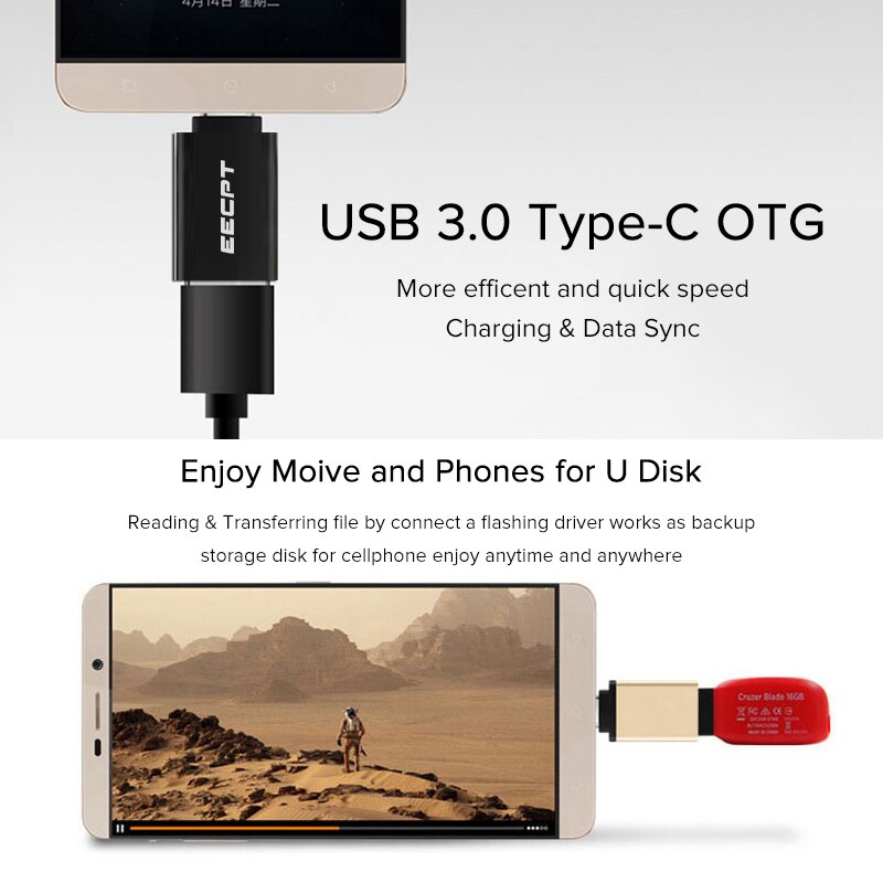 EECPT 10 Pack USB OTG Type C Adapter USB C to USB 3.0 OTG Cable Type-C Adapter Connector for Macbook Samsung S10 S9 Huawei P20
