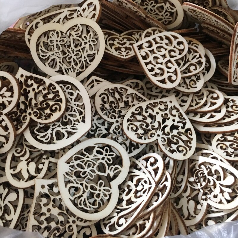 30 Uds. Rebanadas de madera decorativas corte hueco adorno de madera enchapado para manualidades o Decoración de mesa de boda
