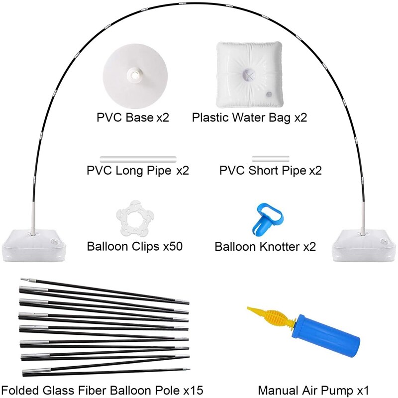 Ballon Boog Kit, 9FT Tall & 10Ft Brede Verstelbare Ballon Stand Set Met Water Invulbare Base ,50Pcs Ballon Clips