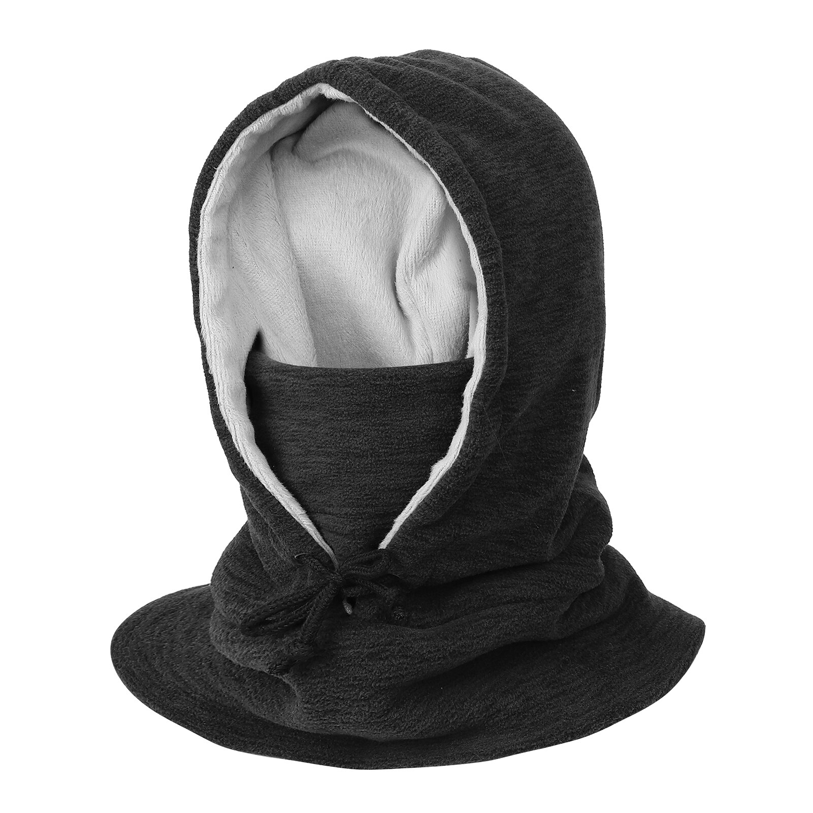 Men Women Winter Balaclava Warm Windproof Fleece Lining Drawstring Neck Gaiter Cycling Hiking Running Outdoors Hat: Black